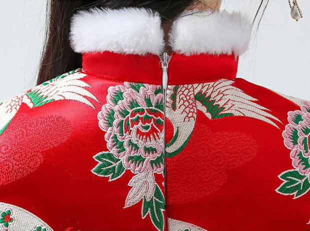 Kids Girls New Year Jacquard Cheongsam Qi Pao Dress