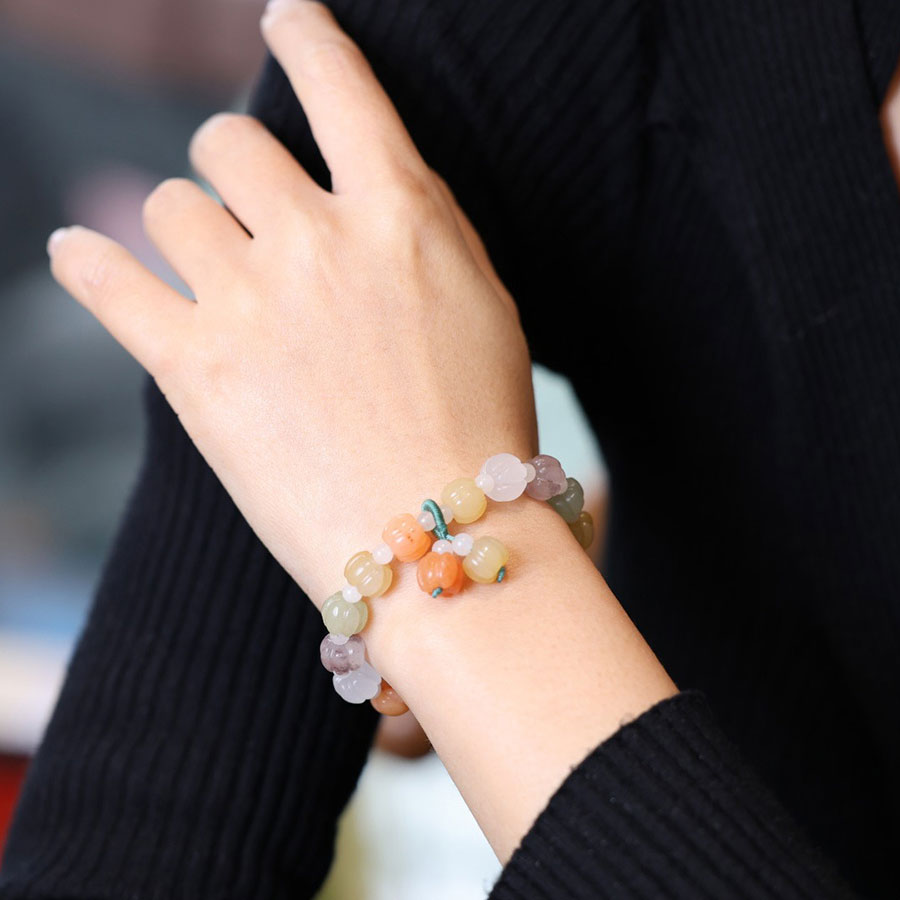 Jade Beads Pumpkin Pedant Woman Bracelets