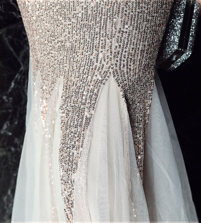 V-neck Sequined Mermaid Fishtail Maxi Dress