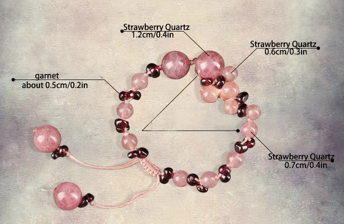 Handmade Pink Strawberry Quartz String Bracelets