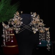 Vintage Gold Tone Tassels Bridal Hair Pins & Earrings