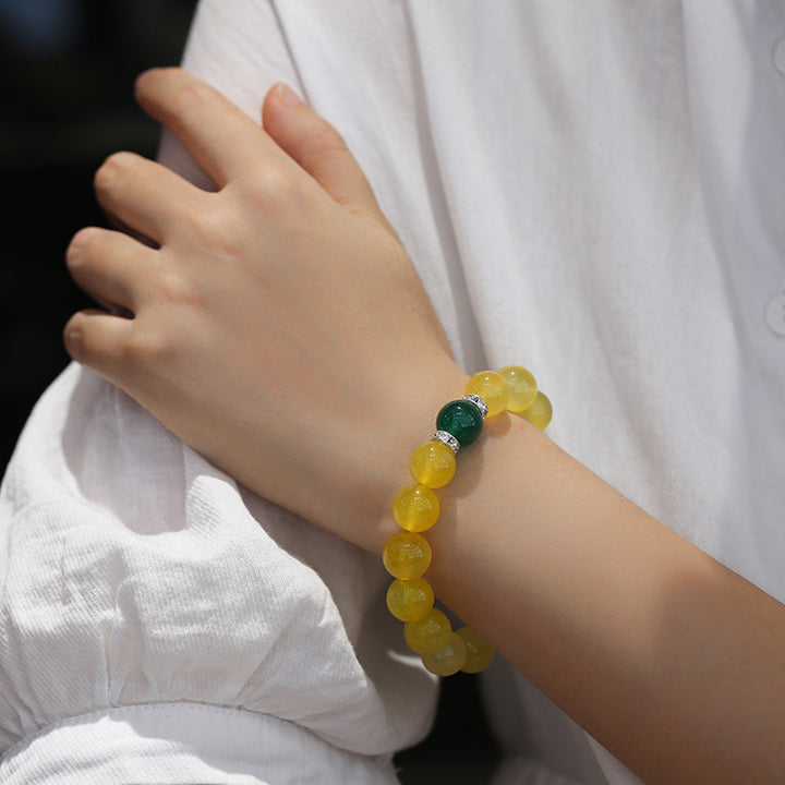 Yellow Agate Beads His and Her Matching Couple Bracelets