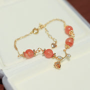 Pink Agate Rose Vine Woman Beads Bracelets