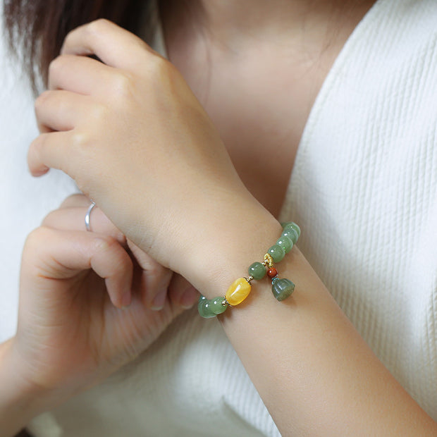 Natural Jade Lotus Pod Pendant Women Beads Bracelets