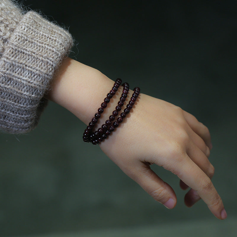 Three Circle Garnet Beads Woman Bracelets