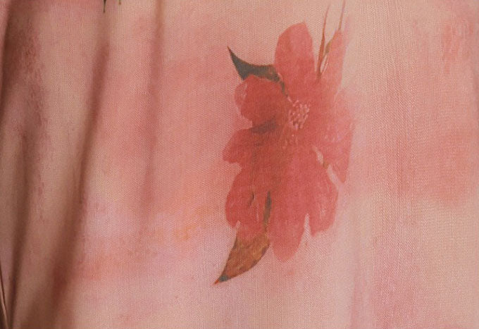 2024 Pink Floral Print Cheongsam Qipao Dress