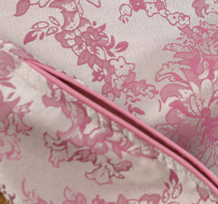 Pink Jacquard Floral Sleeveless Long Cheongsam Qipao Dress