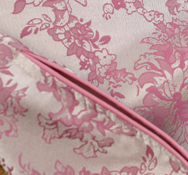Pink Jacquard Floral Sleeveless Long Cheongsam Qipao Dress