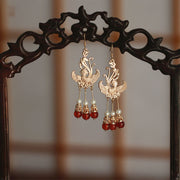 Vintage Alloy Phoenix Agate Dangle Drop Earrings