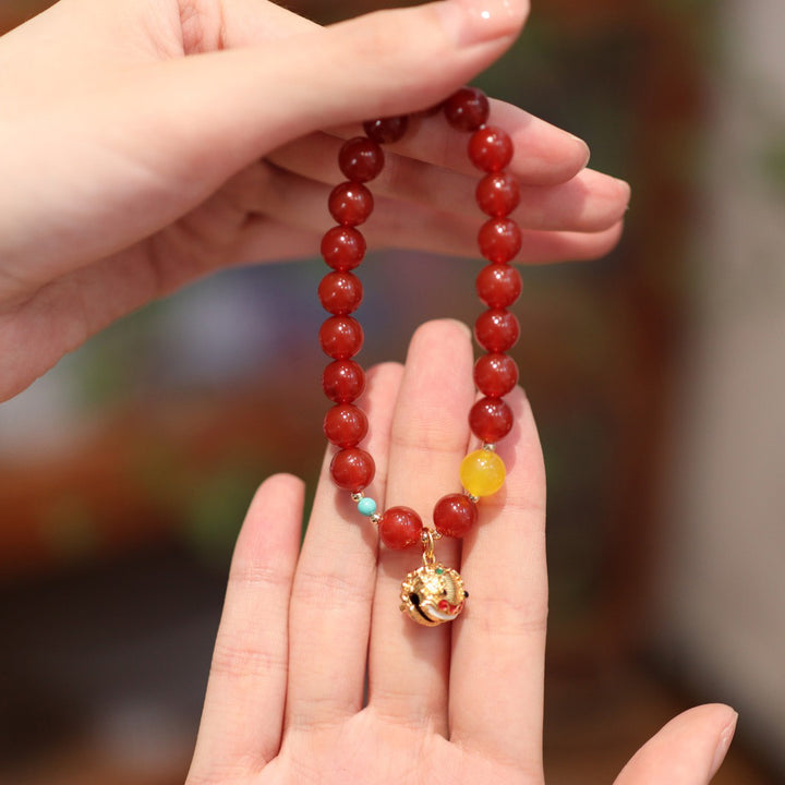 Red Agate Beads Zodiac Tiger Pedant Woman Bracelets