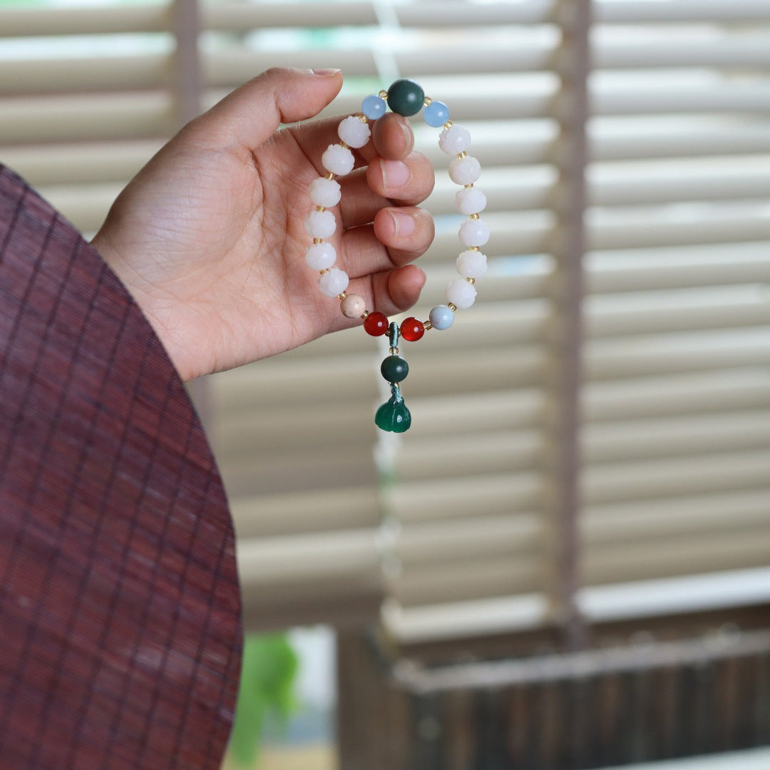 White Jade Lotus Beads Woman Bracelets