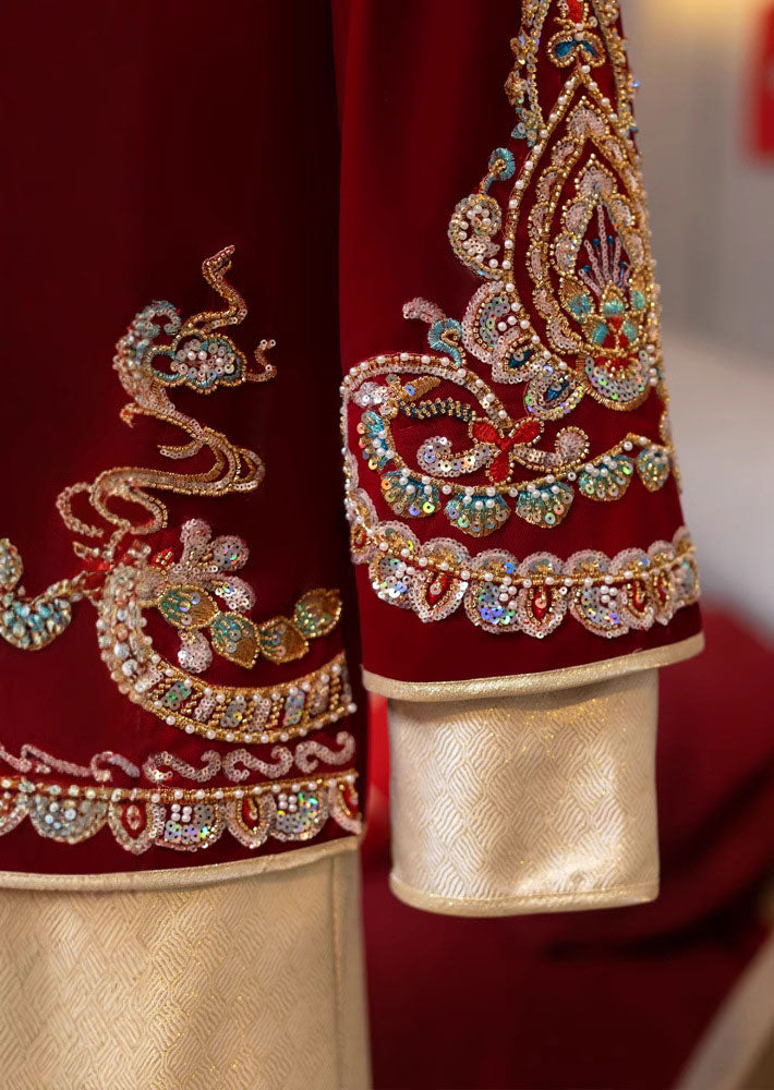 Beads Appliques Dragon Men Wedding Qungua Jacket & Skirt