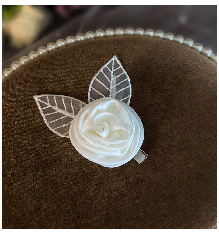 2 Pcs White Rose Hair Clip Bride Flower Hairpin