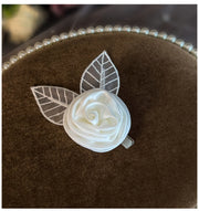 2 Pcs White Rose Hair Clip Bride Flower Hairpin