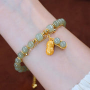 Green Jade Peanut Pendant Woman Beads Bracelets