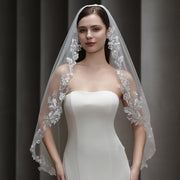 One Tier Wedding Bridal Lace Edge Veil With Comb