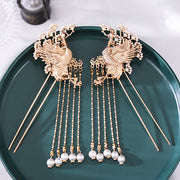 4 Pcs Bridal Wedding Alloy Pearls Hairpins Clips & Earrings