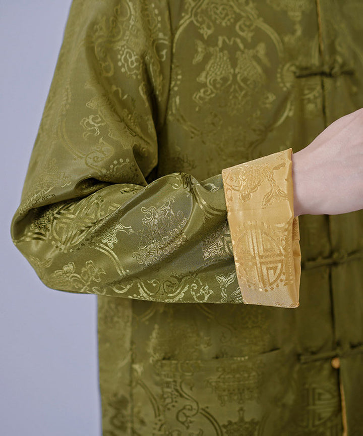 Reversible Chinese Man Jacquard Tang Suit Uniform Kungfu Top
