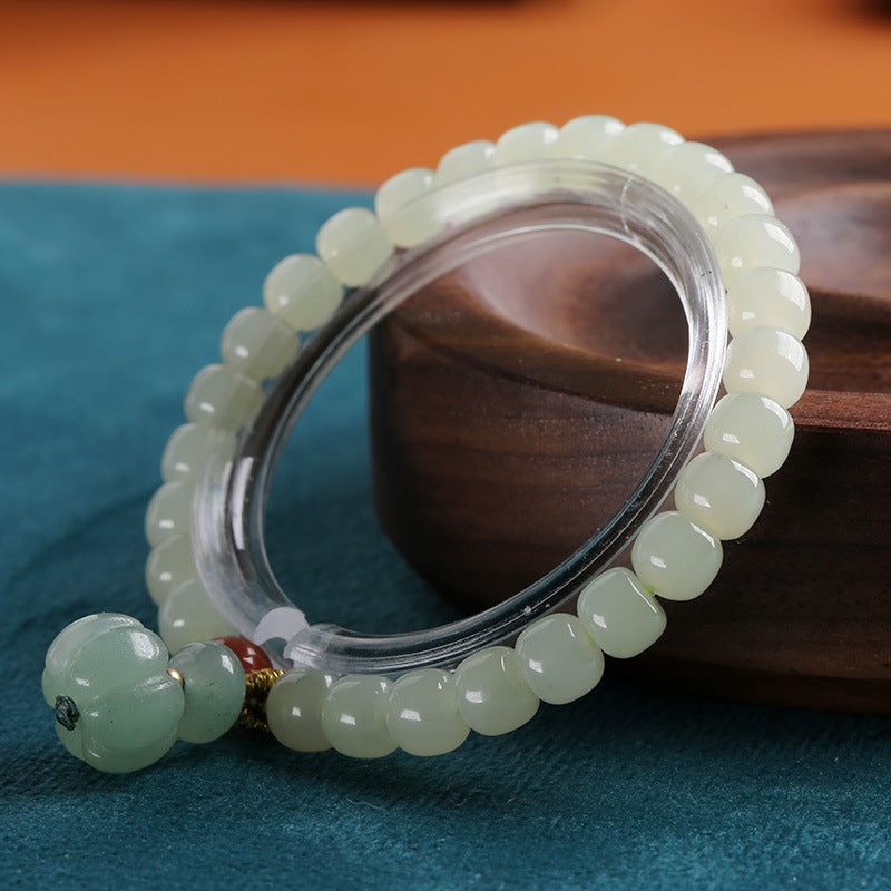 Natural Jade Pumpkin Pendant Man Woman Beads Bracelets