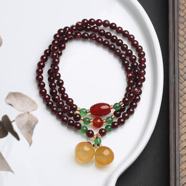 Red Garnet Beads Calabash Apple Pendant Woman Bracelets