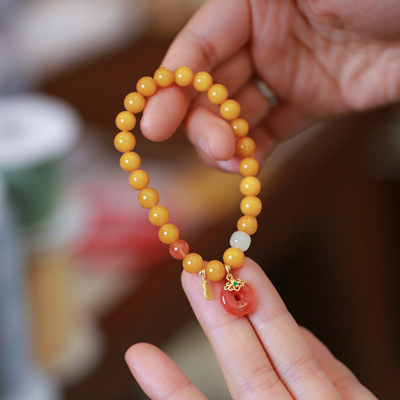 Natural Beeswax Safety Buckle Pendant Beads Bracelets