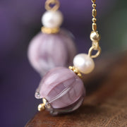 Purple Glaze Bud Dangle Drop Earrings