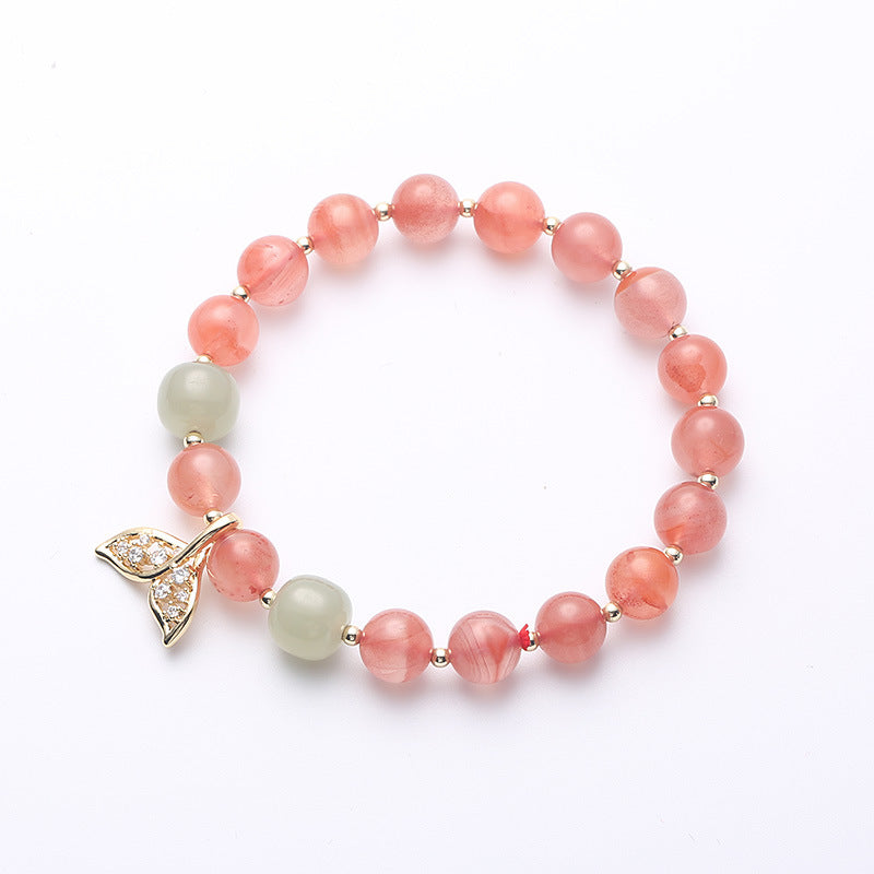 Pink Agate Fishtail Pendant Woman Bracelets