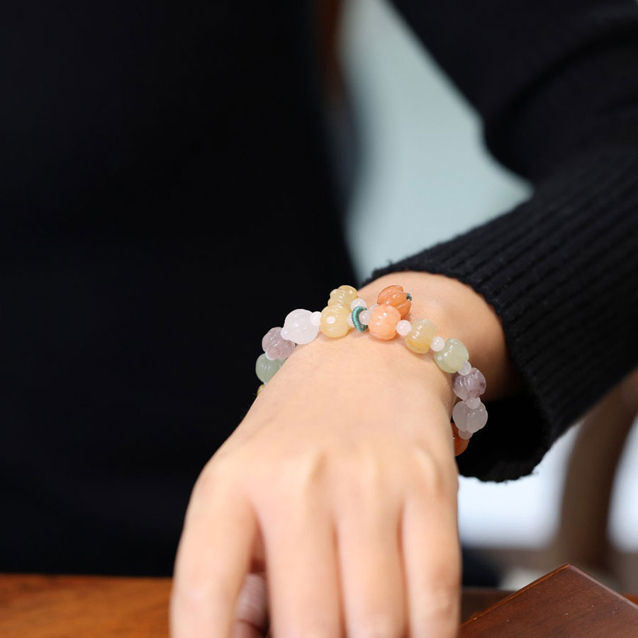 Jade Beads Pumpkin Pedant Woman Bracelets
