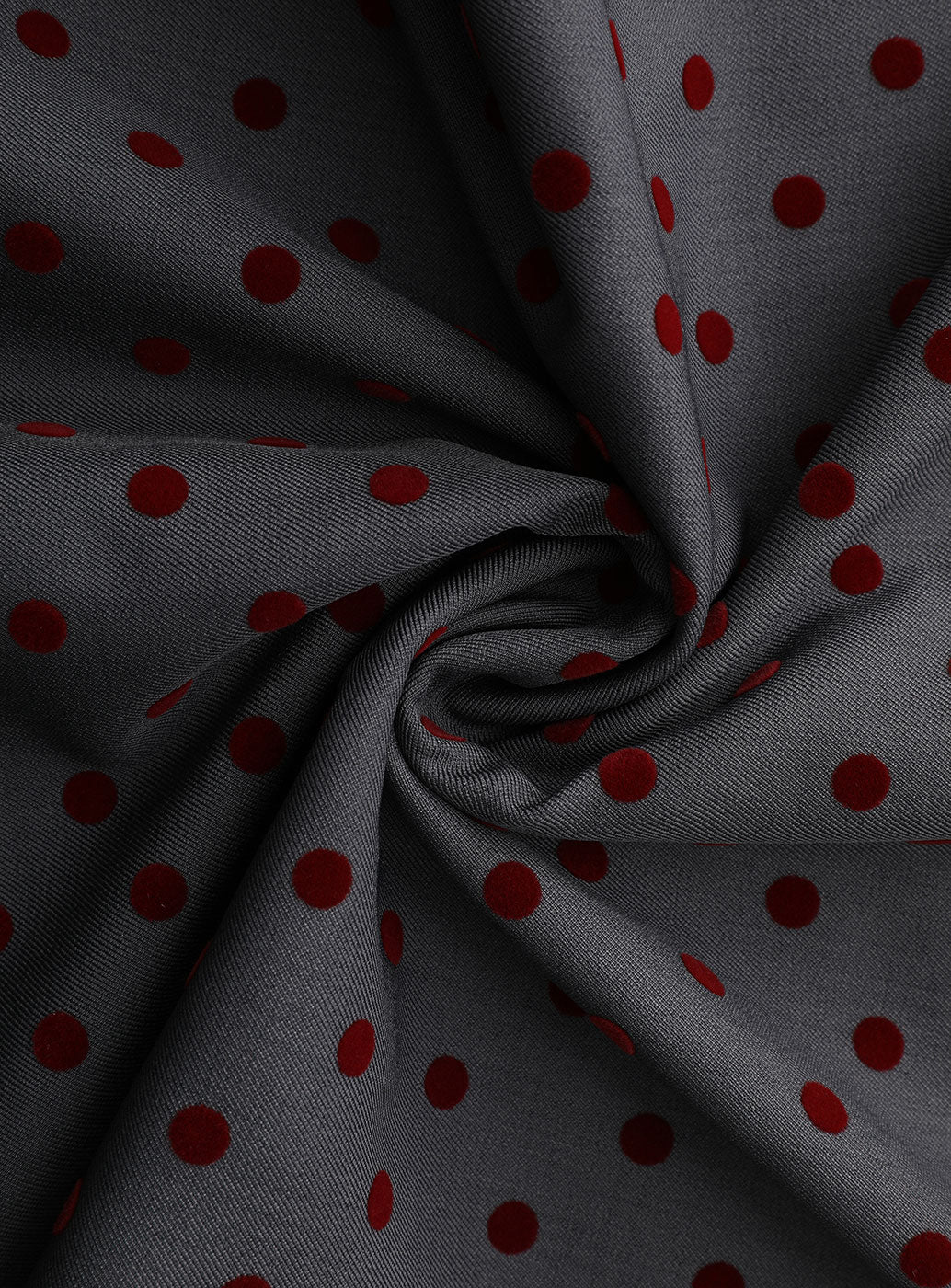 Gray Flocked Dots Midi Cheongsam Qipao Dress