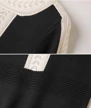 Black Color Block Knit Sweater A-line Dress