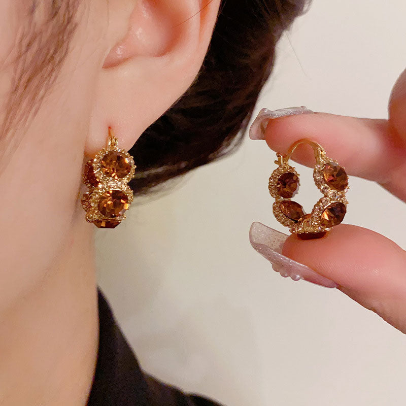 Rhinestone Cubic Zirconia Hoop Earrings