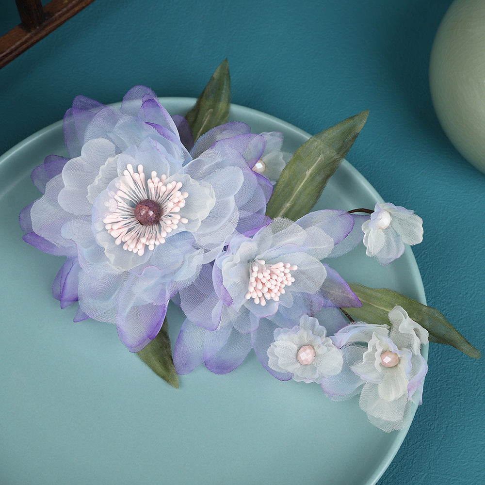 Purple Fabrics Flower Vine Hair Pins Clips