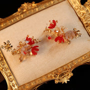 7 Pcs Wedding Bride Tassels Hair Flowers Pins & Earrings