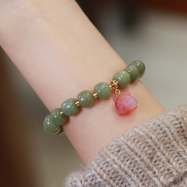 Grade A++ Chinese Jade Crystal Bead Bracelet 8mm, Genuine Jade Gemstone  Bracelet | eBay