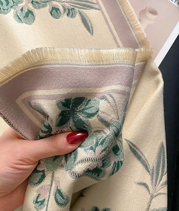 Wool Blend Women Winter Floral Scarf Shawl