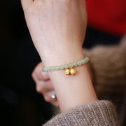 Green Jade Beads Silver Lotus Pendant Woman Bracelets