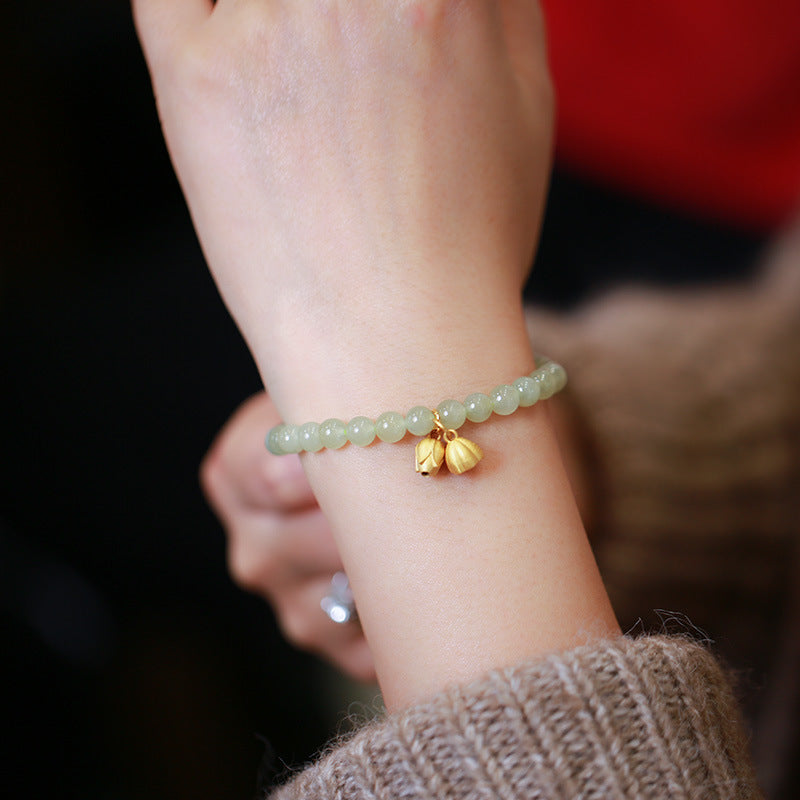 Jade S925 Silver Lotus Pendant Beads Bracelets
