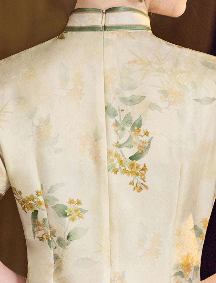 Floral Ramie Summer Qipao Cheongsam Dress