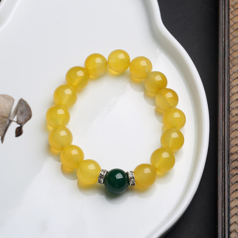 Yellow Agate Beads His and Her Matching Couple Bracelets