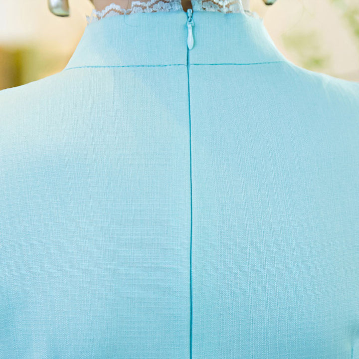 Beige Pink Embroidered Qipao Cheongsam T-shirt