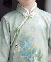 Green Floral Kids Girls Qipao Cheongsam Dress