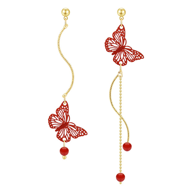 Asymmetrical Butterfly Dangle Drop Earring