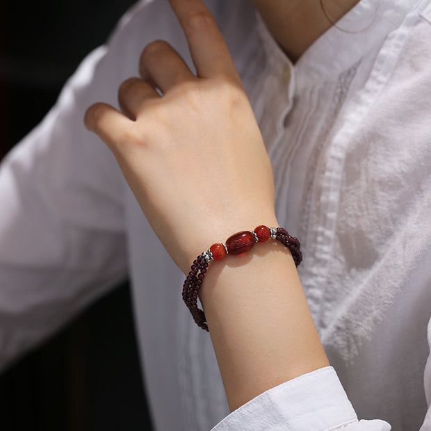 Handmade Red Garnet Agate Woman Bracelets