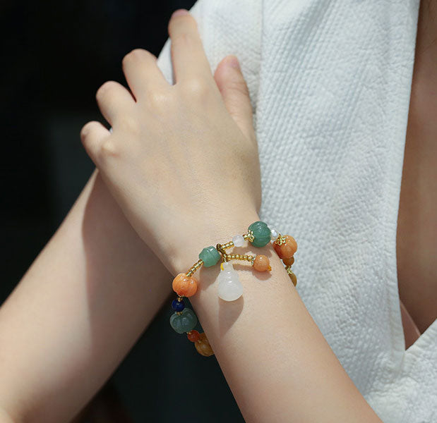Jade Pumpkin Beads Pixiu Pendants Woman Bracelets