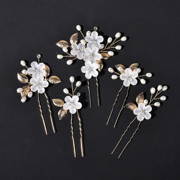 5 Pieces Flower Bride Bridesmaid Wedding Hair Pins