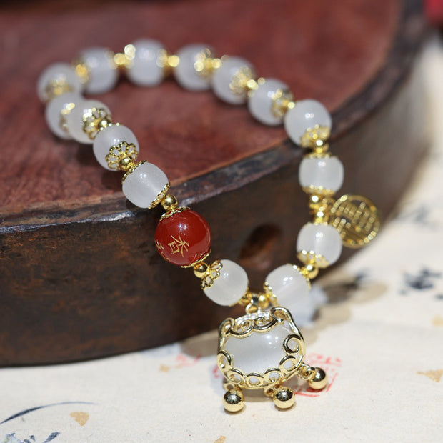 Glass Beads Longevity Lock Pedants Woman Bracelets