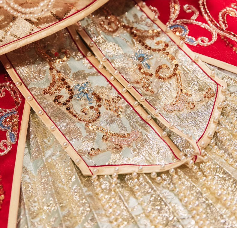 Beads Tassels Traditional Hanfu Bridal Wedding Qun Kwa Xiuhe
