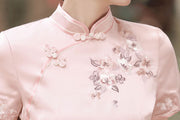 2023 Red Pink Embroidered Bride Wedding Cheongsam Qipao Dress