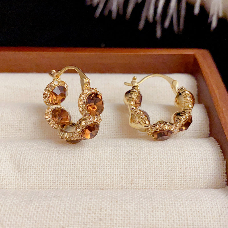 Rhinestone Cubic Zirconia Hoop Earrings