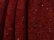 Red Sequined Tie Strap Midi A-Line Slip Prom Dress